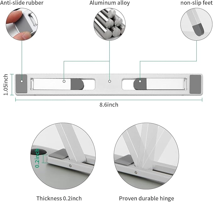 Riser for Desk,Pop up Laptop Stand,Adjustable Height Self-Adhesive Portable Laptop Stand with Feet, Extend Leg,Foldable Computer Stand for 10??17??Models MacBook Air, Keyboard etc.
