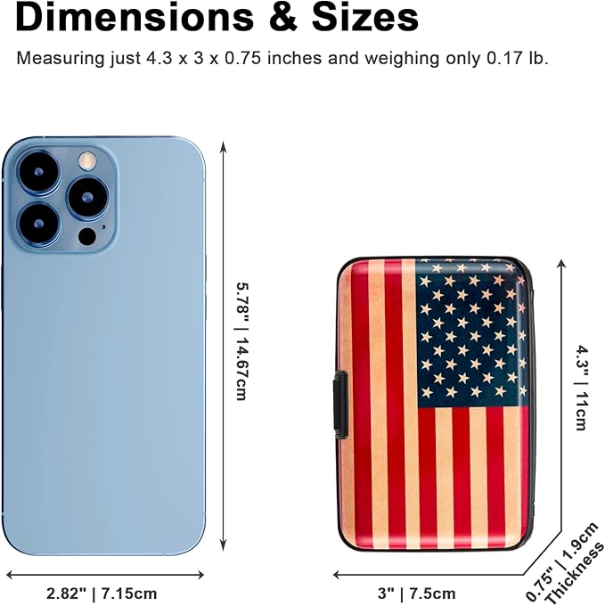 Credit Card Holder Wallet for Women Men RFID Blocking Small Metal Business Aluminum Protector Sleeves Slim Mini Cards Case (American Flag)