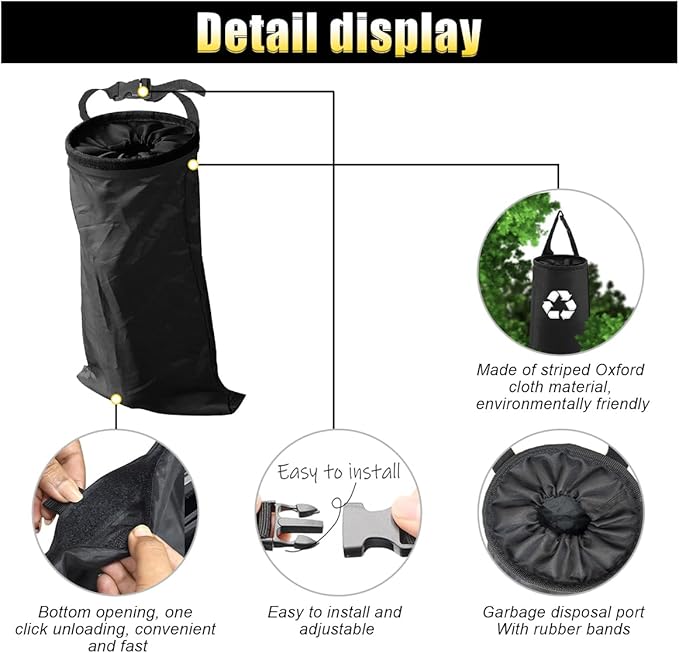 2PCS Car Trash Bag, Auto Portable Trash Can Universal Hanging Car Garbage Bag, Waterproof Garbage Can with Elastic Opening, Car Organizer Auto Accessories for Car, Home, Outdoor