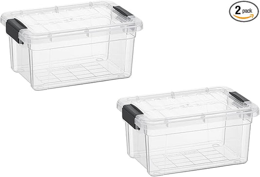 Superio Mini Storage Container Plastic Crayon Box Art Supplies and Sewing Case Stackable Clear Small Organizer for Beads, Stationery, Chalk, and Food, 1.05 Quart, 2 Pack