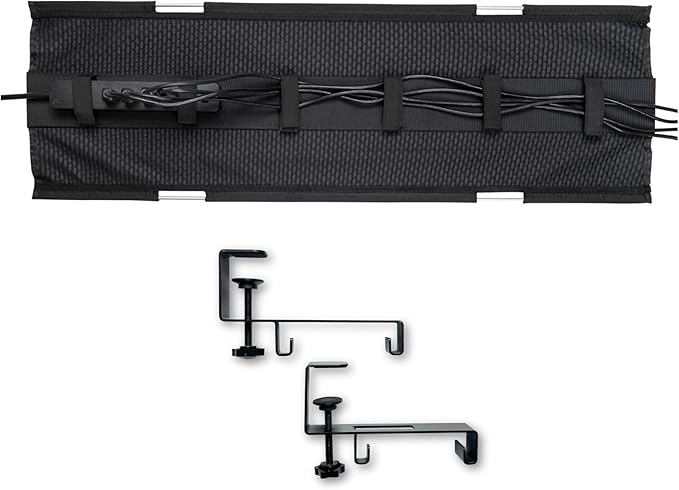 PERFECT POSTURE Mesh Cable Organizer – Clamp-Mounted Under Desk Cable Management, Flexible Mesh, Easy-Access Design, & Standing Desk Compatible – 38” (Black)