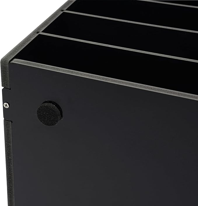 12-Slot Desktop Organizer, Minimalist Design Mailbox, File Sorter w/Top Platform for Hold Cables/Files/Keys, Desktop Bill Paper Organizer for Office & Home (Black, 12 Slot, Style 2)