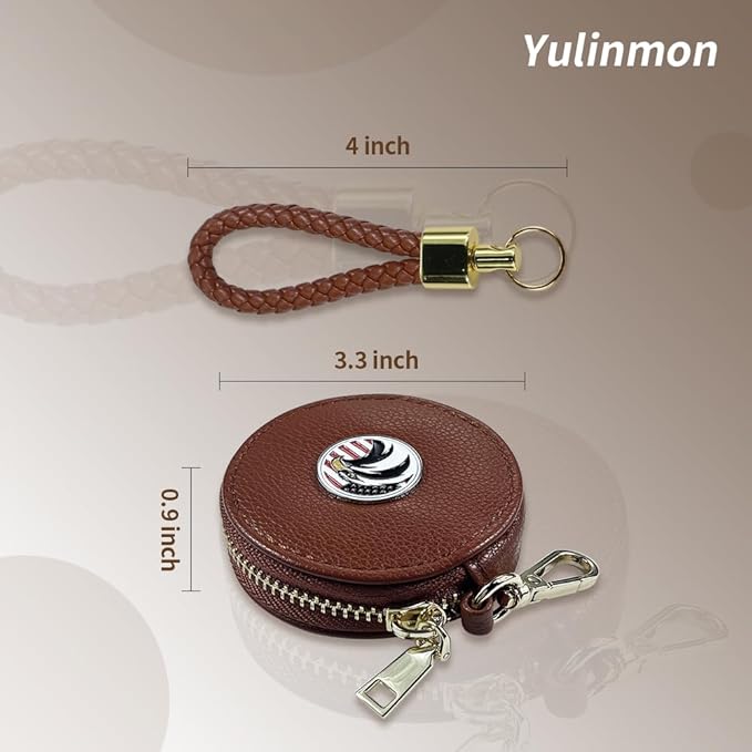 Small Coin Purse, Coffee PU Leather Round Zipper Coin Purse, Coin bag, Small Makeup Bag, Jewelry Travel Case Mini Portable Organizer (Brown American Eagle)