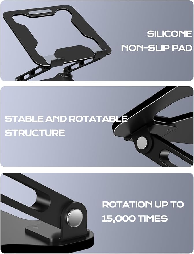 LOXP Adjustable Laptop Stand for Desk, Metal Foldable Laptop Riser Holder, Portable Ventilated Cooling Desk Book Shelf, Ergonomic Computer Notebook Stand Compatible with 10-15.6" Laptops