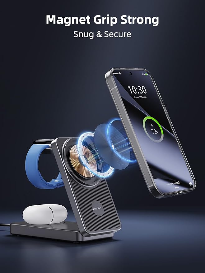 Wireless Charger for Google, 3 in 1 Wireless Charging Station for Pixel Watch 3/2 Charger, Fast Charger Stand for Fitbit Versa 4/3/Sense 2, Google Pixel 10/10a/9/Pro/8(Not for Pixel Watch 4/1)