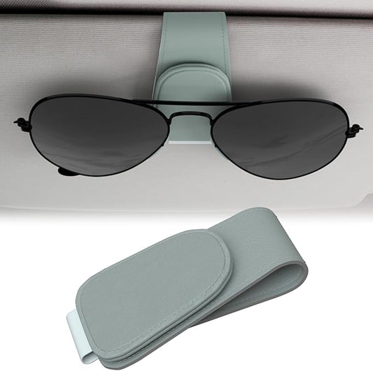 BFXM Sunglass Holder for Car, Sunglasses Holder Eyeglass Hanger Clip Magnetic Leather for Car Visor, Cars Sun Visor Ticket Card Clip