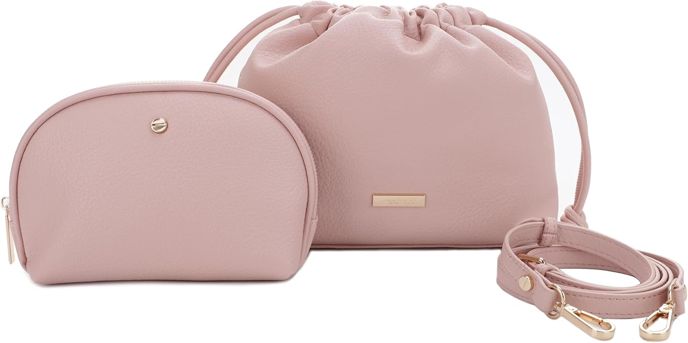 Mali+Lili Lola Beauty Bag Duo, Makeup Bag Travel Cosmetic Bag Set of 2, Vegan Leather Purse Crossbody Bags for Women and Girls, Cute Makeup Pouch, Travel Pouch, Crossbody Purses for Women | Duo