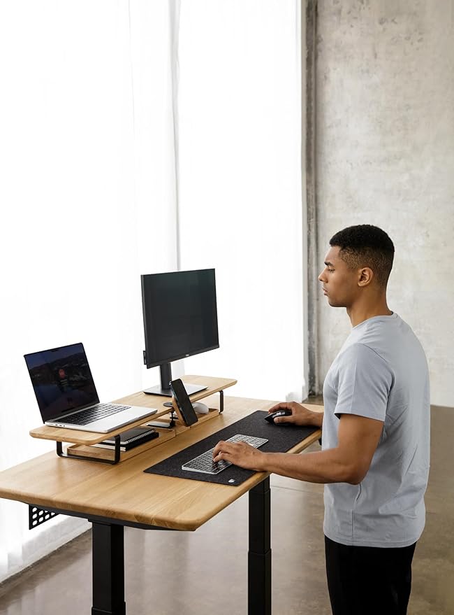 Oakywood Dual Monitor Stand - Handmade in EU - Natural Wood Monitor Stand Riser - Laptop Accessories ??220 lbs (100 kg) Capacity - 41.3"x9" (105x23 cm) ??100% Natural Oakwood