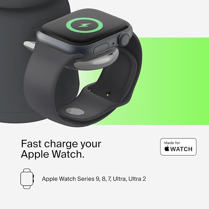 Belkin 2-in-1 Qi2 Wireless Charging Dock 15W Fast Charge iPhone Charger Compatible with iPhone 17, 16, 15, 14, and 13 Series, AirPods, and Other Qi2 Enabled Devices, Includes Power Supply - Black