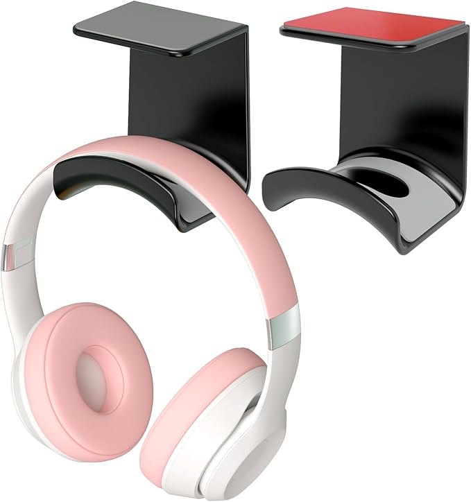 2 Pcs Headphone Stand for Desk Mini Headphone Hanger Holder with Strong Adhesive Game Headset Stand Headset Holder (ZY88 Under Desk 2pcs)