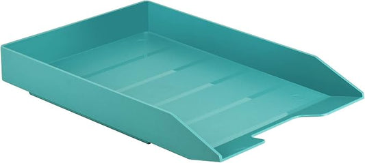 Acrimet Stackable Letter Tray Front Load, Letter Size, Stacking Document Desk Office Paper Organizer, Plastic, Solid Green Color, 1 Unit
