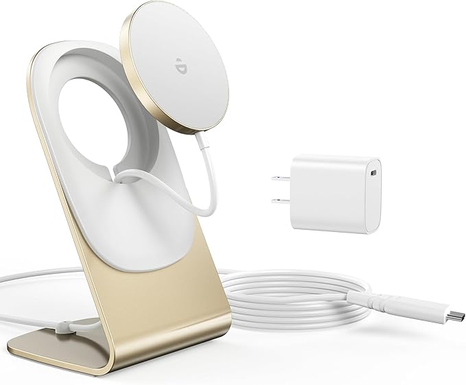 Magnetic Wireless Charger for iPhone 17/16/15/14/13/12 - Mag Charger+20W USB C Adapter, Fast Wireless Charging Stand/Pad with 5ft Cable for iPhone 17/16/15/14/13/12 Pro Max Plus Mini 17 Air, Gold