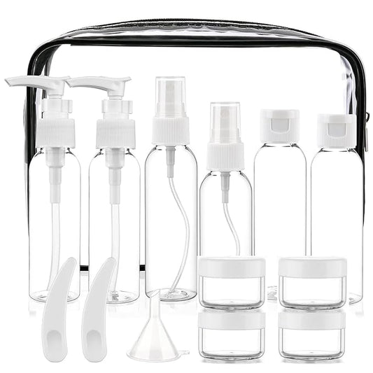 Cosywell Travel Size Bottles for Toiletries 15 Pack 2oz TSA Approved Toiletry Bottles Leak Proof Travel Kit for Women Men TSA Clear Toiletry Bag Shampoo Lotion Skincare Cosmetic Container(White)