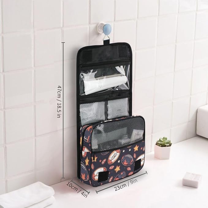 senya Hanging Travel Toiletry Bag Rugby Balls Kit Makeup Case Cosmetics Organizer for Men Women
