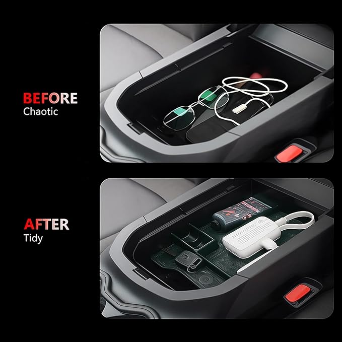 Upgrated 3PCS Center Console Organizer for Toyota RAV4 2026 2025 2024 2023 2022-2019 ABS Dashboard Storage Organizer, Console Divider Storage Tray, Armrest Storage Box for RAV 4 Interior Accessories