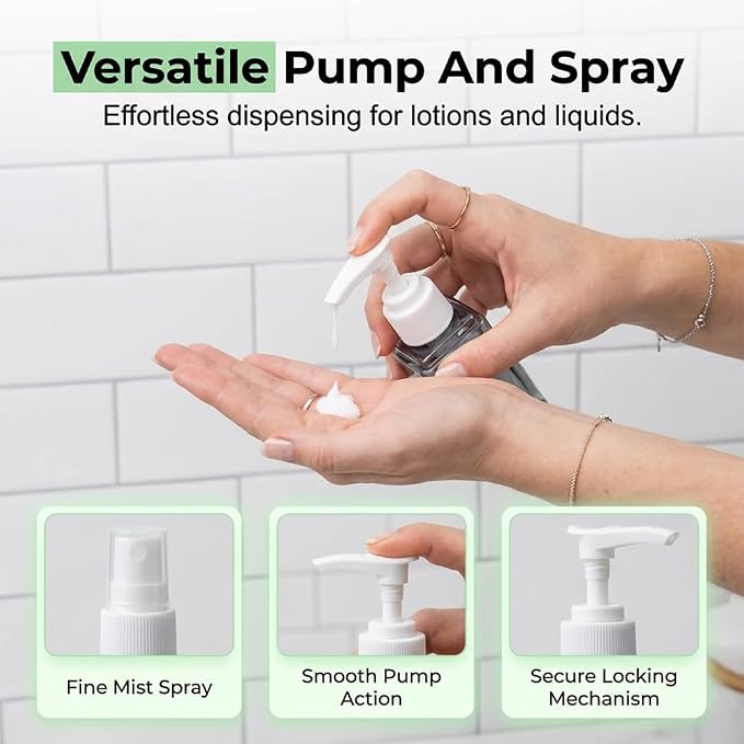4 in 1 Travel Dispenser Bottles – 2026 New Leak Proof Portable Dispenser Bottle Set for Shampoo, Conditioner, Lotion & Cream, 4pcs 60ml Travel Dispensers for Vacation & Business (Set C)