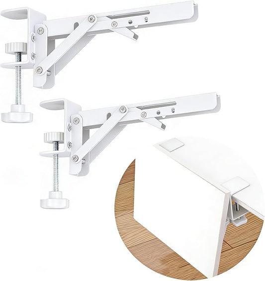 Under Desk Keyboard Tray Support Bracket Adjustable Desktop Extension Board Stand Clamp-on Keyboard Holder Arm Rest Tray Extension Plate Support Rack for Desk, NO Board/Tray, 1 Set (Style02-White)