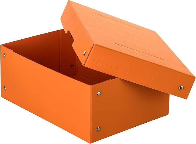 FALKEN Original PureBox Pastel Made in Germany 100 mm High DIN A5 Orange Storage Box with Lid Made of Sturdy Cardboard Vegan Gift Box Transport Box All-Purpose Box