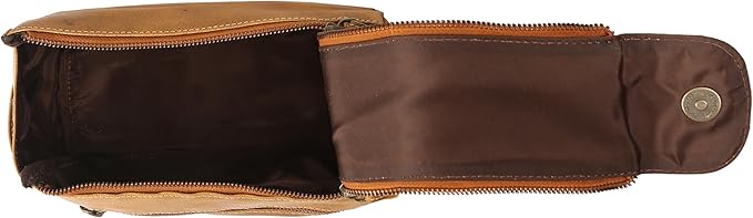 KomalC Premium Buffalo Leather Toiletry Bag for Men & Women With Water resistant Lining, Grooming Travel Pouch, Unisex Wash Bag for Toiletries, Gifts for Men and Women