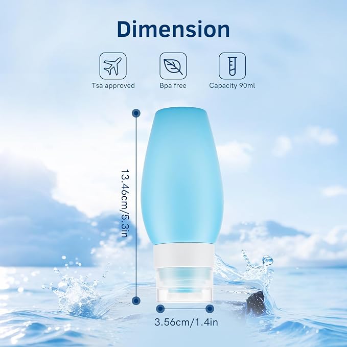 WINWIN Silicone Travel Bottles Set (4-Pack) - Leak Proof Squeeze Tubes with Hanging Toiletry Bag, Refillable Containers for Shampoo, Lotion & Soap