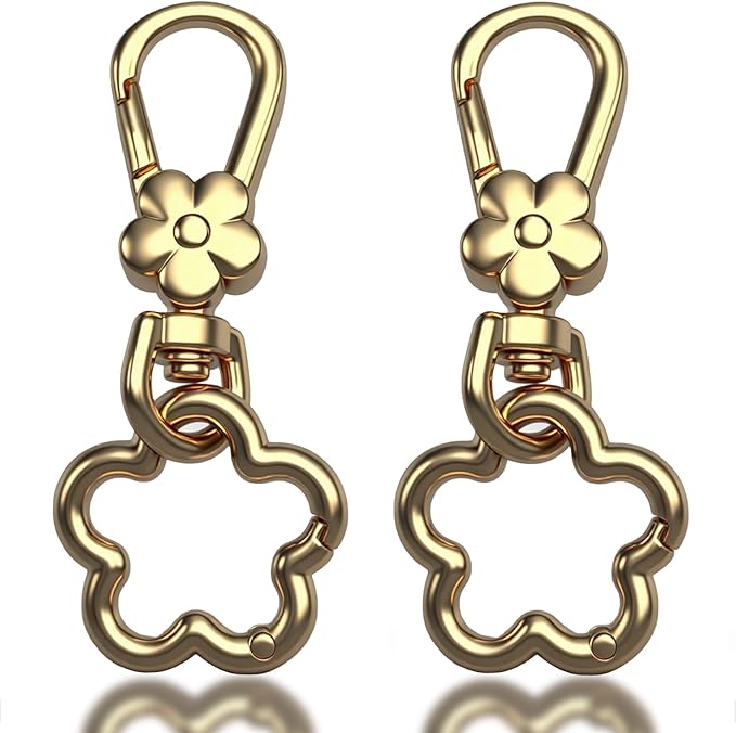 Metal Keychains for Women Men, 2PCS Cute Flower Shape Quick Release Key Chain Bag Charms Car Keychain Holder Clip