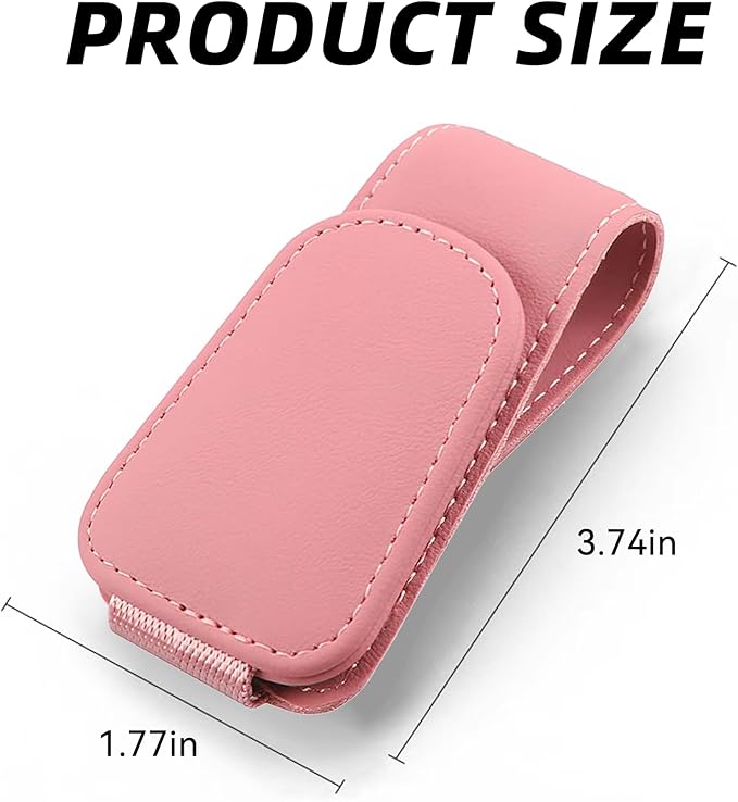2PCS Sunglasses Holders for Car Sun Visor, Leather Eyeglasses Hanger Mounter, Magnetic Glasses Holder and Ticket Card Clip, Universal Auto Interior Accessories (Pink, 2PCS)