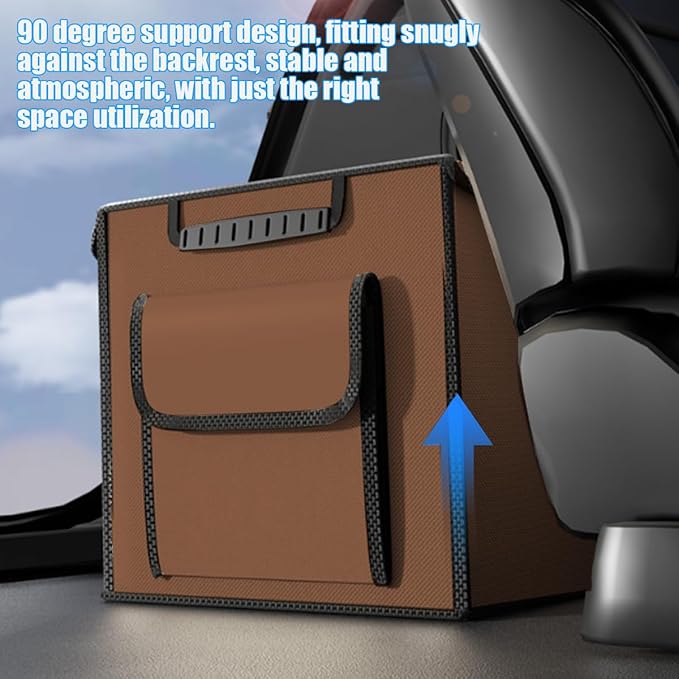 Car Trunk Organizer, Collapsible Multi Compartment Waterproof Sturdy Vehicle Trunk Container Box, Sturdy Automotive Interior Storage Organization, Universal for SUV Caravan Truck (Coffee)