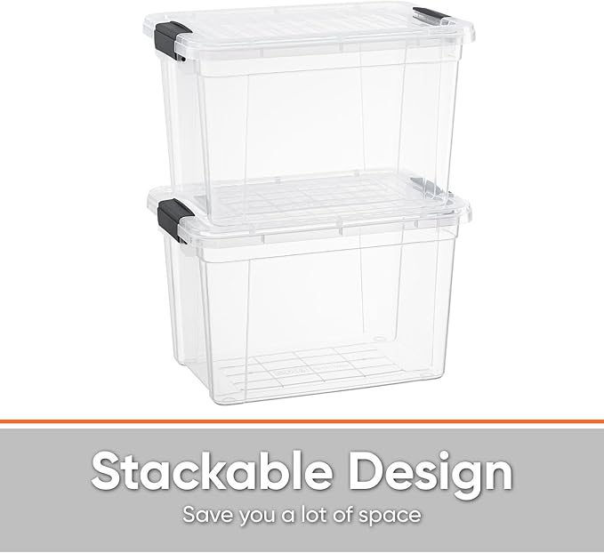 Superio Mini Deep Storage Organizer Bin with Lid X-Deep Small Clear Storage Box with Latch for Home, Kitchen, Garage- Store Toys, Food, Supplies, and Hair Accessories (2.4 Quart)