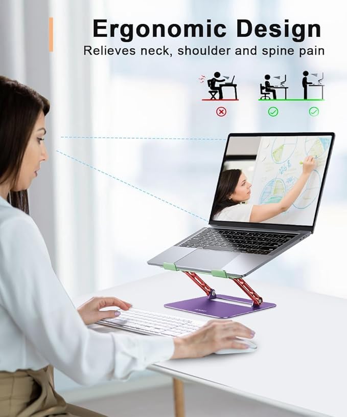 Aoviho Laptop Stand for Desk－Adjustable Laptop Stand Holder －Foldable Notebook Computer Stands for MacBook Air Pro HP Lenovo Dell Samsung Chromebook, 10-15.6 inch, Mixed Color