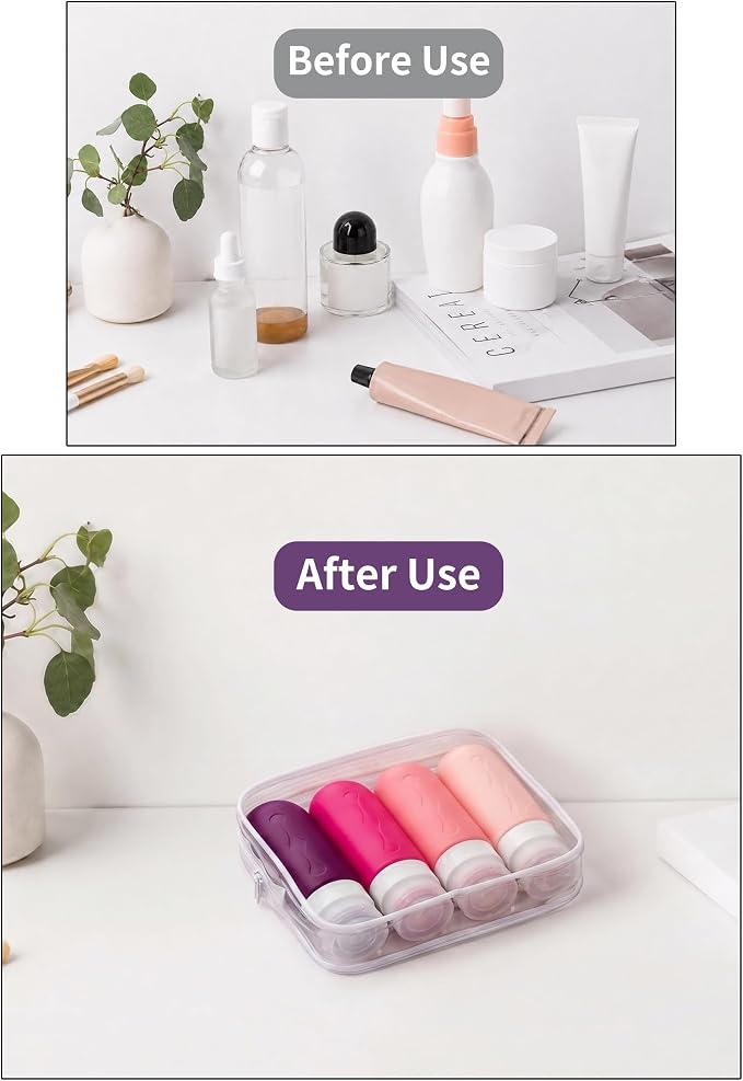 Gemice Travel Bottles for Toiletries, Tsa Approved, Travel Size Containers, BPA Free Leak Proof Tubs Refillable Liquid Accessories for Cometic Shampoo and Lotion Soap