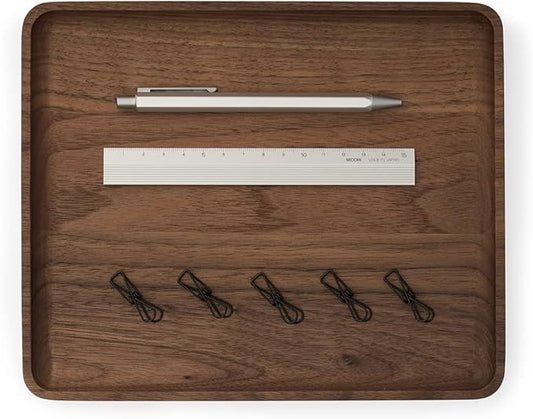 Oakywood Handcrafted Wooden Catchall Tray - Wooden Desk Organiser - Made in The EU - Natural Wood Desktop Storage - Customizable in 3 Sizes - Natural Walnut - 24x20 cm (9.4"x7.9")