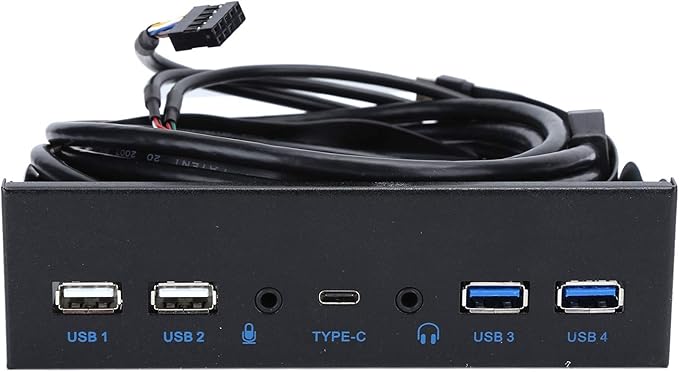 Extra USB Front Panel, USB Hub with 2-Port USB 3.0/2-Port USB 2.0/Audio Output Microphone Input USB C Port, Optical Drive 5.25-inch Panel Computer Expansion Board for Desktop