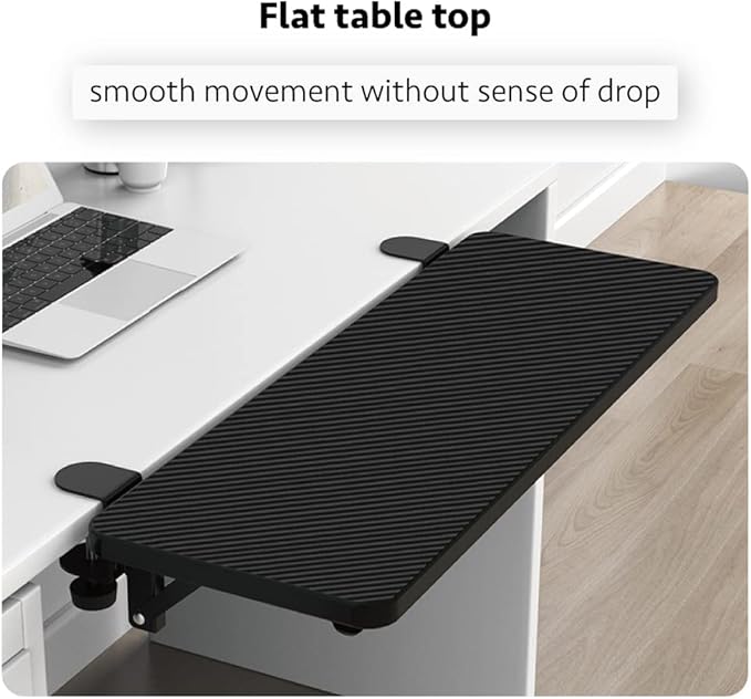 HONJIE Ergonomics Desk Extender Tray, Suitable for Office.Foldable, Punch-Free Clamp on.Computer Keyborad Tray, Desk Extension Board.(29.53"*9.45"(75cm*24cm), Carbon)