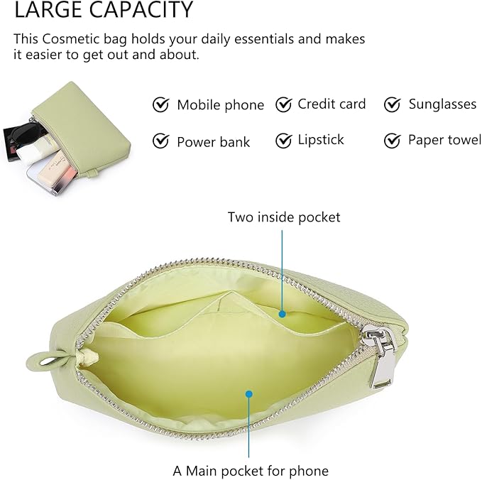 PU Leather Makeup Simple and Convenient Handbag Small Exquisite Storage Bag (PU/Sage Green)