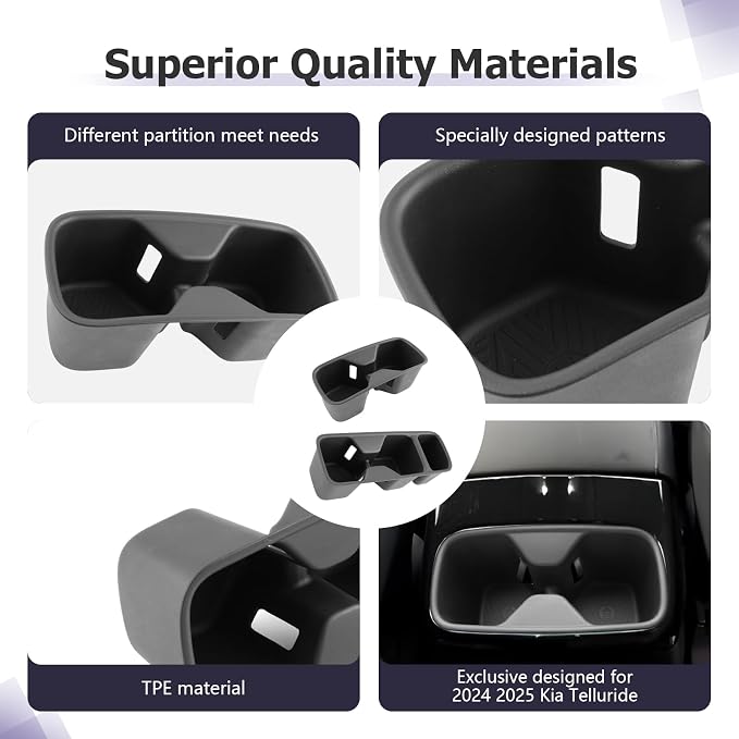 LUWU Cup Holder Compatible with 2024 2025 2026 Kia Telluride Center Console Organizer Drink Holder Replacement for 2025 2026 Kia Telluride Accessories Center Console & Rear Seat Cup Holder 2-Pack