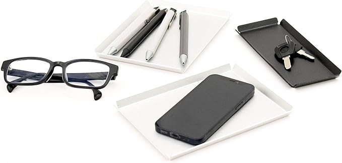 Aluminum Organizer Tray for Desk & Entryway - Minimalist Metal Catchall for Keys, Jewelry, Wallet | A7 Tall, Black | by PROGETTO2.70