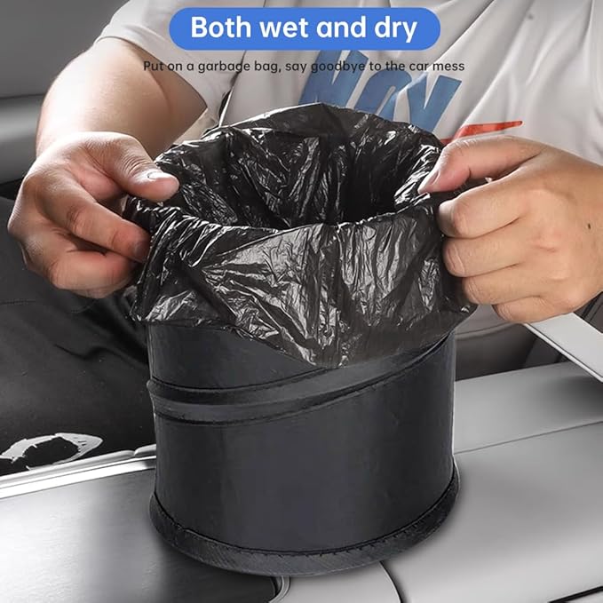 2 Pack Car Trash Bins, Mini Collapsible Car Garbage Can with Sticker, Hanging Car Trash Bag for Back Seat, Multipurpose Water Proof Bag Leak Proof Garbage Bin for Car(Size:6.30 x 7.87inch)