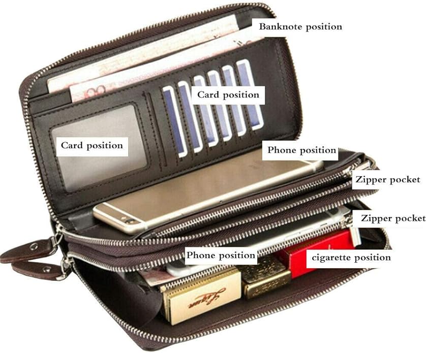 Hebetag Leather Clutch Purse Wallet for Men Organizer Holder Wrist Bag | Organizer, Holder