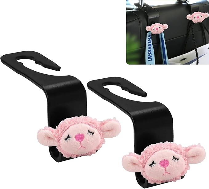 Sheep Car Seat Headrest Hook 2 Pack Car Purse Hook Cars Seat Hooks for Headrest Universal for Handbag Bags Drink Grocery Coat Universal Vehicle,Cars Interior Accessories Sheep Gifts for Women Men