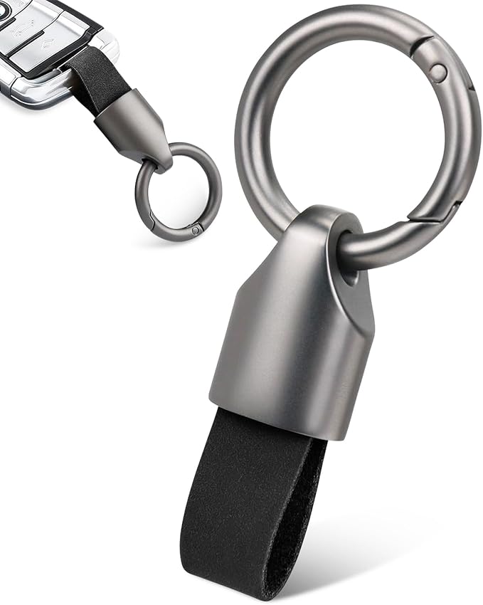 Car Key Chain Clip Leather Keychain Key Fob, Key Chain Rings for Car Keys Key Holder with Zinc Alloy Buckle for Men