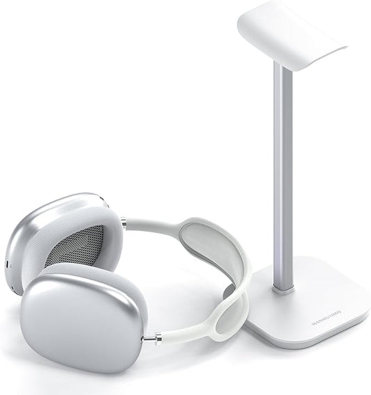 Headphone Stand, Desktop Headset Holder Heavy Base Desk Earphone Stand Aluminum Gaming Headset Hanger Rack Compatible with AirPods Max, AirPods Pro, Sony, Beats, Bose, Razer (White)