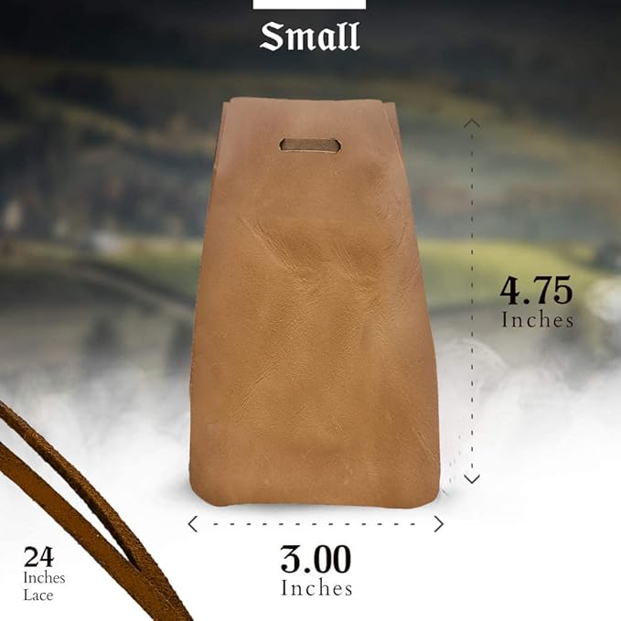 Nabob Leather Leather Drawstring Pouch, Coin Bag, Medicine Tobacco Pouch Medieval Reenactment Made in U.S.A Size 4.75" x 3"