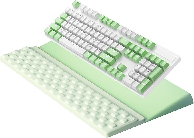 Ospelelf Keyboard Wrist Rest, Ergonomic Memory Foam Wrist Support for Typing & Gaming, Tilted Keyboard Pad, Aesthetic Desk Accessories for Office, Relief for Carpal Tunnel & Wrist Pain, Light Green