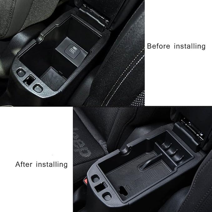 EDBETOS Center Console Organizer Tray Compatible with Jeep Renegade Accessories 2015-2019 2020 2021 2022 2023 Armrest Glove Box Secondary Storage (Black Trim)