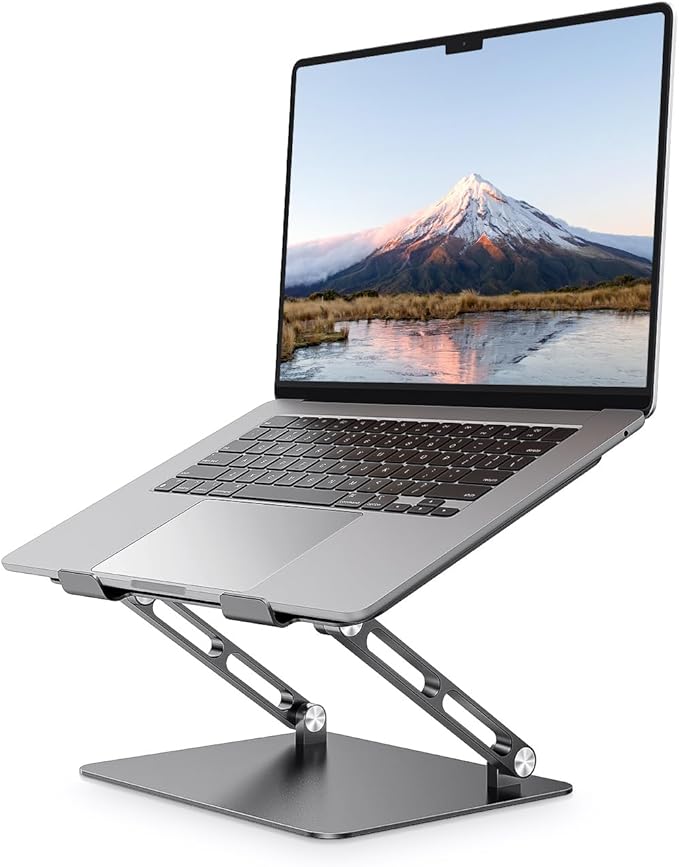 JOIOT Adjustable Laptop Stand Ergonomic Computer Riser Aluminum Laptop Stand for Desk Portable Notebook Stand Laptop Riser Holder Compatible with 10-17.3?™â€?Laptops Tablets,Black