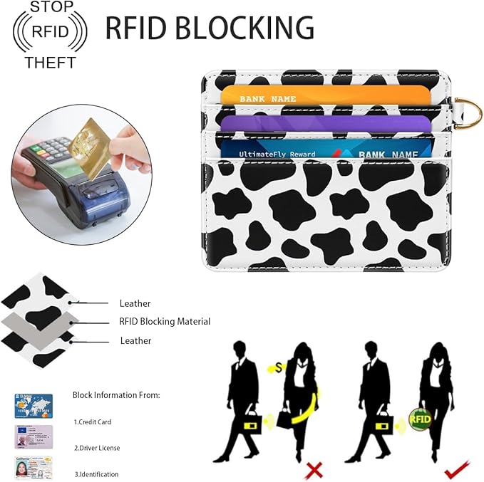 Slim Minimalist Front Pocket RFID Blocking Credit Card Holder Small Wallet Cute Card Cases for Women,Cow