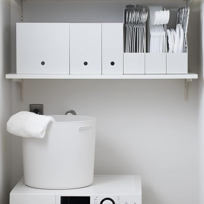 MUJI NCE47A3A File Box with Recycled Polypropylene, Standard Type, Wide, White, Gray, Approx. Width 5.9 x Depth 12.6 x Height 9.4 inches (15 x 32 x 24 cm)
