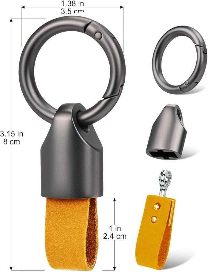 Car Key Chain Clip Leather Keychain Key Fob, Key Chain Rings for Car Keys Key Holder with Zinc Alloy Buckle for Men