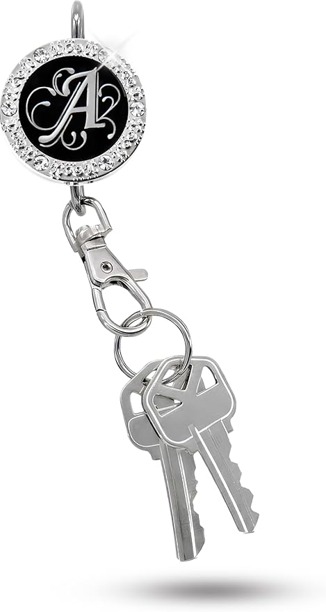 Women’s Bag Charm Key Finder, Car Keychain Hook, Cute Purse Organizer & Tote Bag Accessories, Gifts for Mom - Monogram Letter