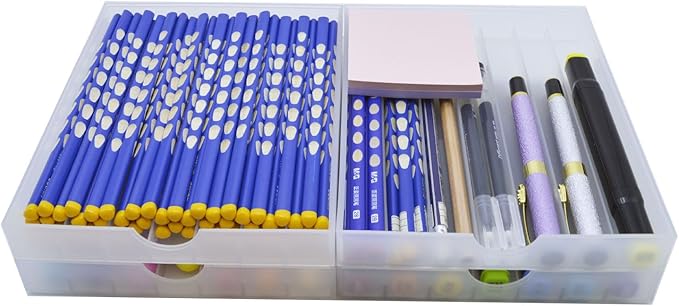 Desk Drawer Organizer, Pen Holder Tray Pen Storage with Fountain Pen, Pencil, Marker, Crayon, Chalk, Nail Art Tools for Office, Craft Room - 4Pack